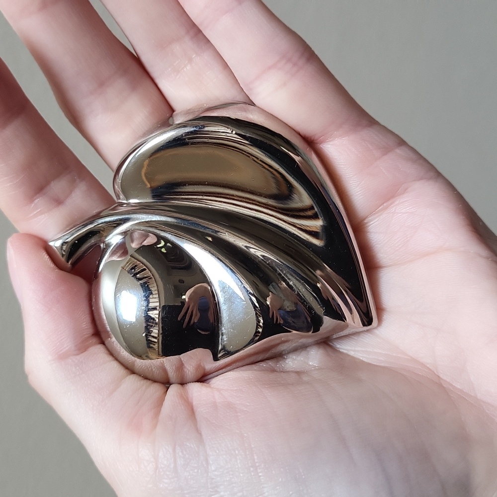 Vintage Silver Toned Large Leaf Brooch!